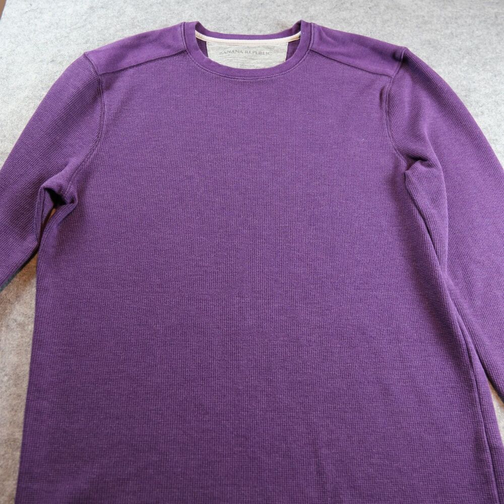 Banana Republic Waffle Knit Thermal Crewneck – Purple Long Sleeve – Men’s L